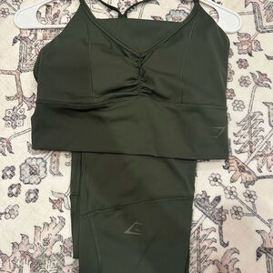 Gymshark Olive Green Sports Bra and Leggings Set